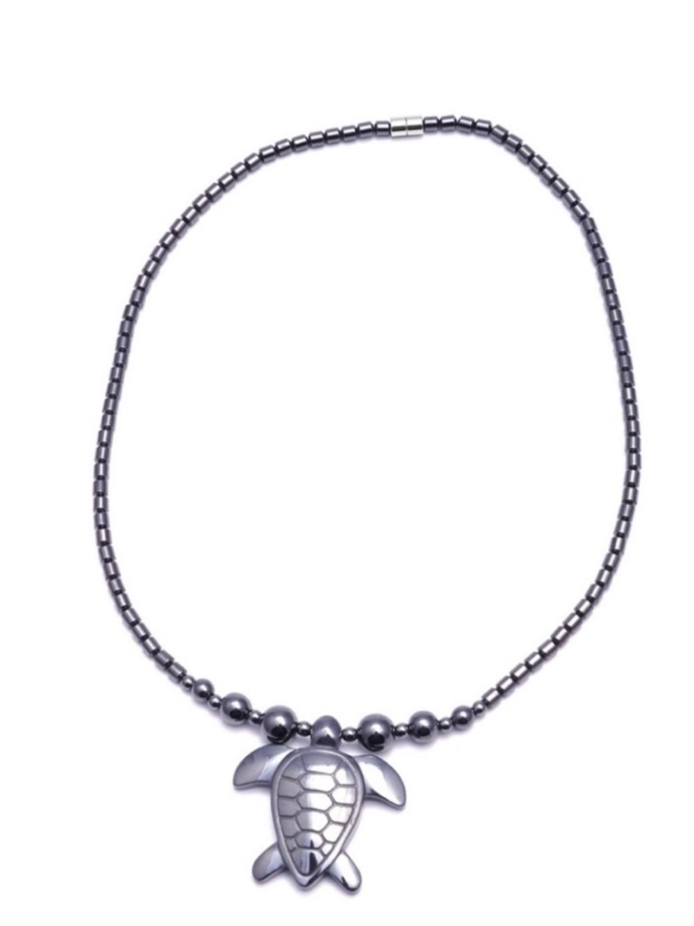 Hematite Turtle Pendant Necklace